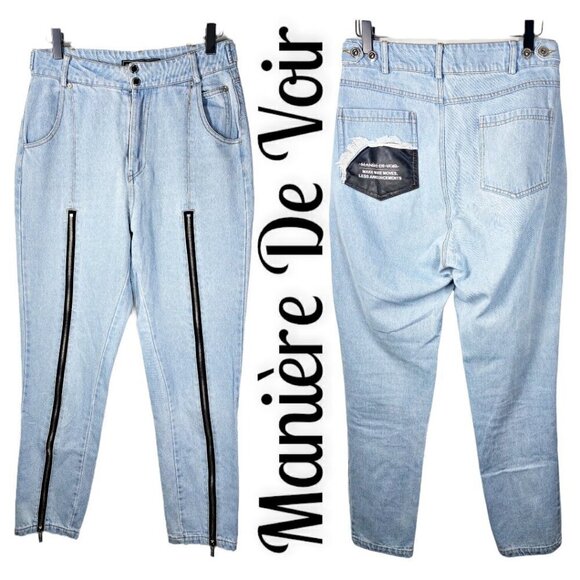 MANIÈRE DE VOIR Skinny High Rise Skinny Jeans With Zipper Legs, UK 10/ US4 - Picture 3 of 10